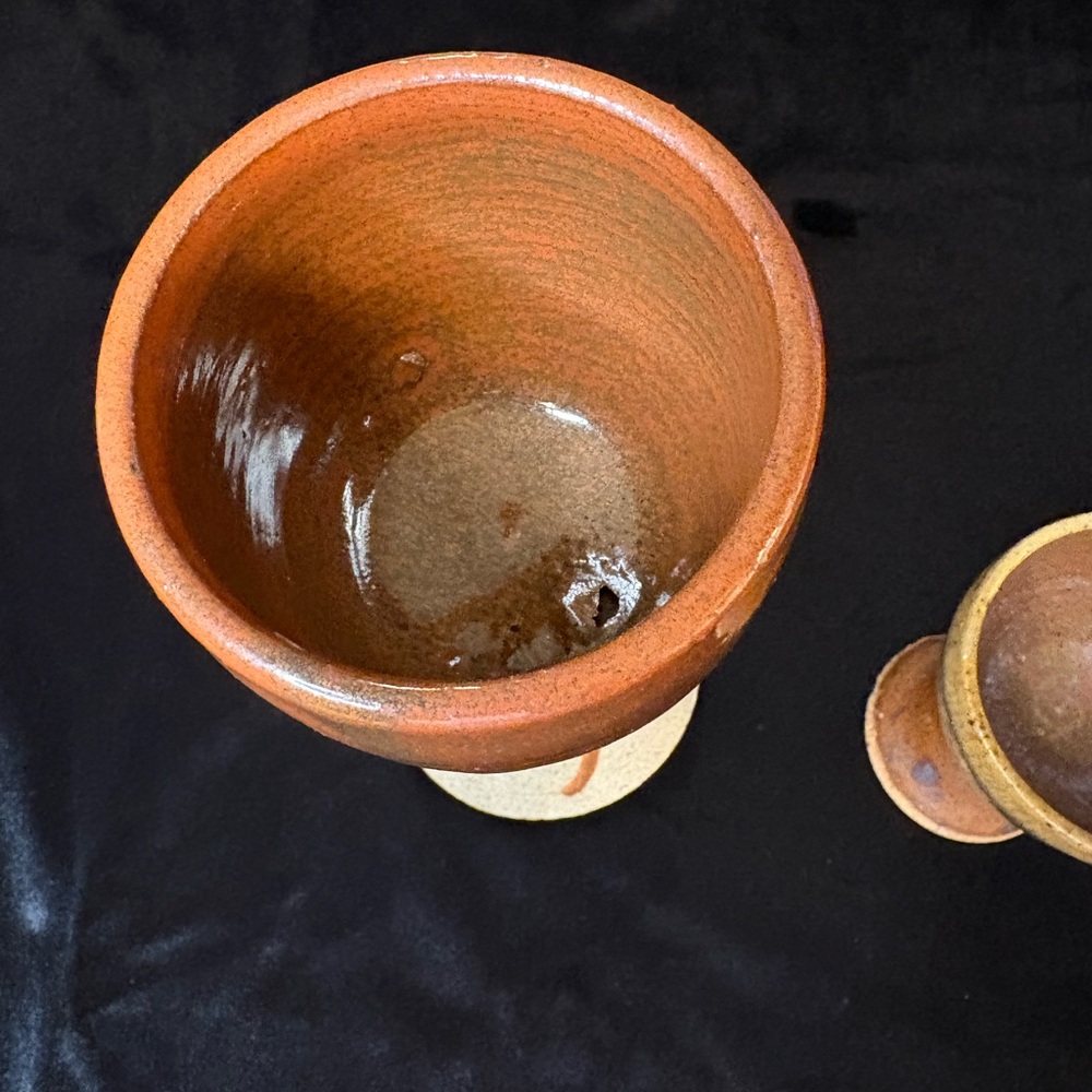 Pair Of Vintage Pottery Goblets - Picture 3 of 7